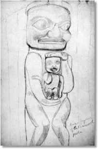 'Base figure of Kitwancool pole' / Emily Carr / B.C. Archives / PDP05800