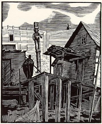 'Shacks on the Beach, Karlukwees 1930' / Walter Joseph Phillips / Glenbow Collection / 55.26.129.5